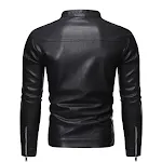 Koreaanse leren jas voor jonge mannen, slim fit en casual. Een stijlvolle jas voor een moderne look, perfect voor dagelijks gebruik. — foto 1