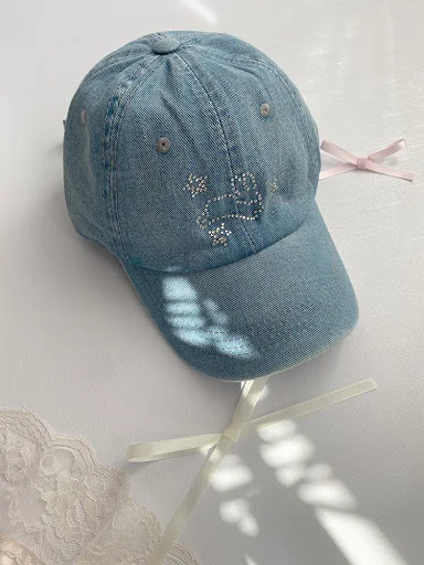 Title 1, Zomer Denim Blauwe Strass XINGX Baseballpet voo...