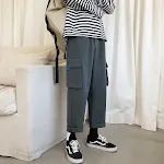 Men's Ninth Pants Solid Color Casual Pants Loose Straight-leg Harem Style Comfortable and Relaxed Fit for Everyday Wear — photo 8