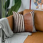 Funda de cojín para sofá con costuras de cuero PU y gruesas rayas, estilo nórdico para coche, suave y decorativa. — foto 6