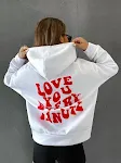 Moletom feminino com capuz, moda europeia e americana, modelagem solta para um visual confortável e estiloso, perfeito para diversas ocasiões casuais. — foto 10