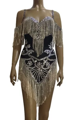Title 1, Catwalk Mesh met strassfranjes en stretch Dunne...