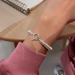 Pulseira OT com fivela personalizada feminina, estilo retrô, indústria pesada, um acessório marcante e durável. — foto 2