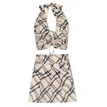 Sexy Checked Strapless Waistcoat Suit With Straps — photo 8