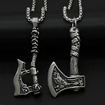 Colar Machado Dupla Face Aço Titânio Corrente Lenda Odin — Força e Estilo Viking para Homens — foto 7