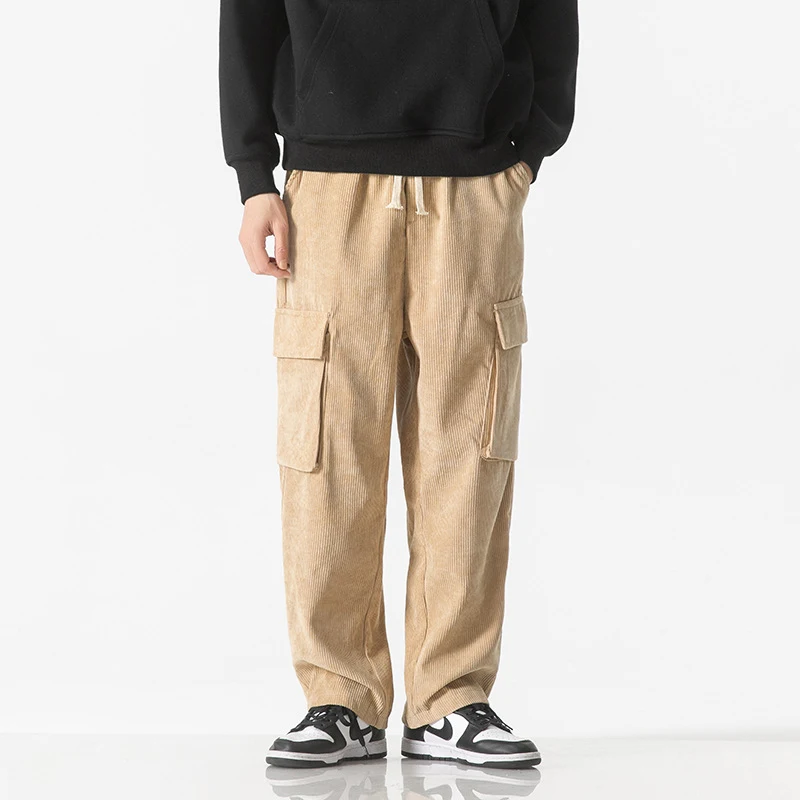 Men's Loose Straight Leg Corduroy Workwear Trousers. Comfortable and stylish casual pants for men. Perfect for work or l — photo 4