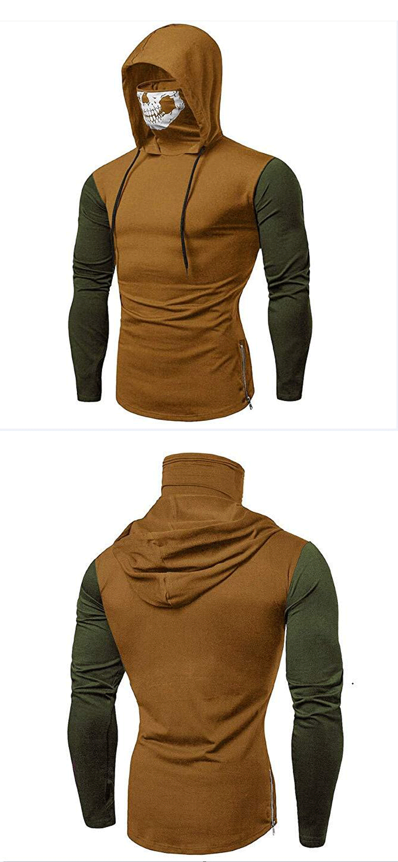 Title 3, Camiseta manga longa com capuz, gola alta e est...