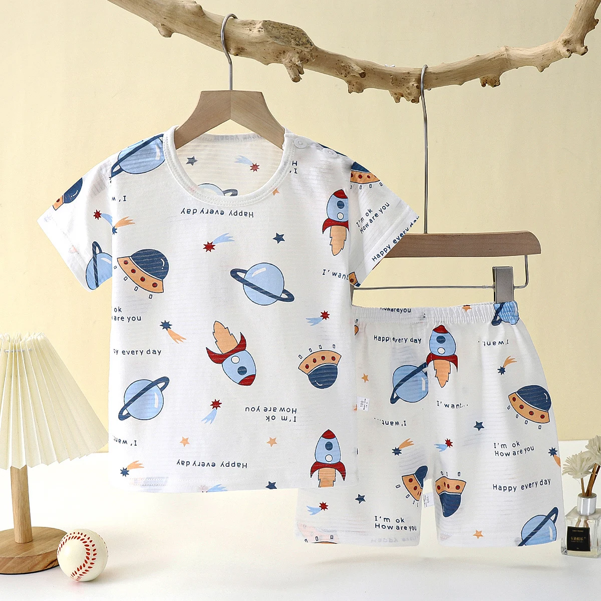 Title 3, Conjunto de pijamas loungewear infantis de algo...
