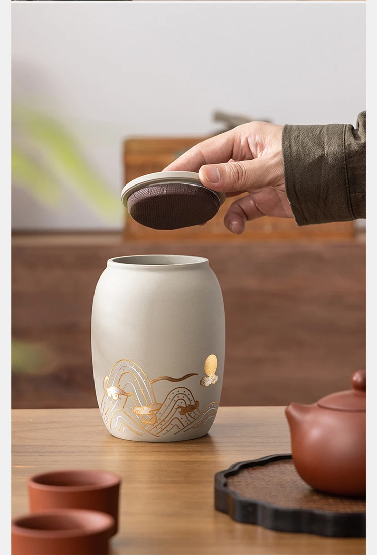 Title 7, Stoneware Purple Sand Tea Caddy Sealed Storage,...