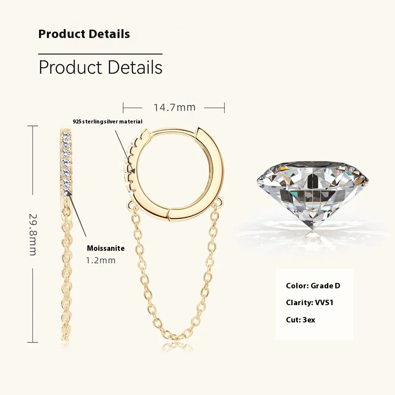 Title 1, Orecchini di diamanti Bling con catena a nappa,...