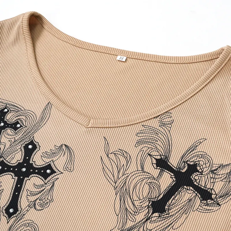 Title 4, Hot Diamond Print Round Neck Long-sleeved Botto...