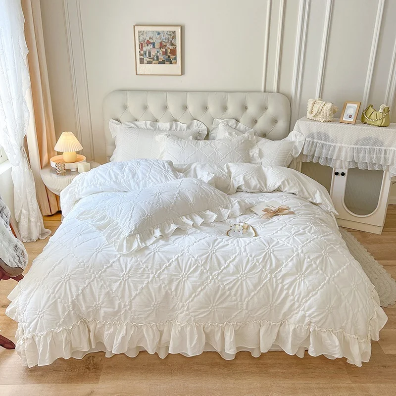 Washed Cotton Four-piece Set Girlish Heart Duvet Cover Soft and breathable bedding for a sweet and comfortable sleep exp — photo 5