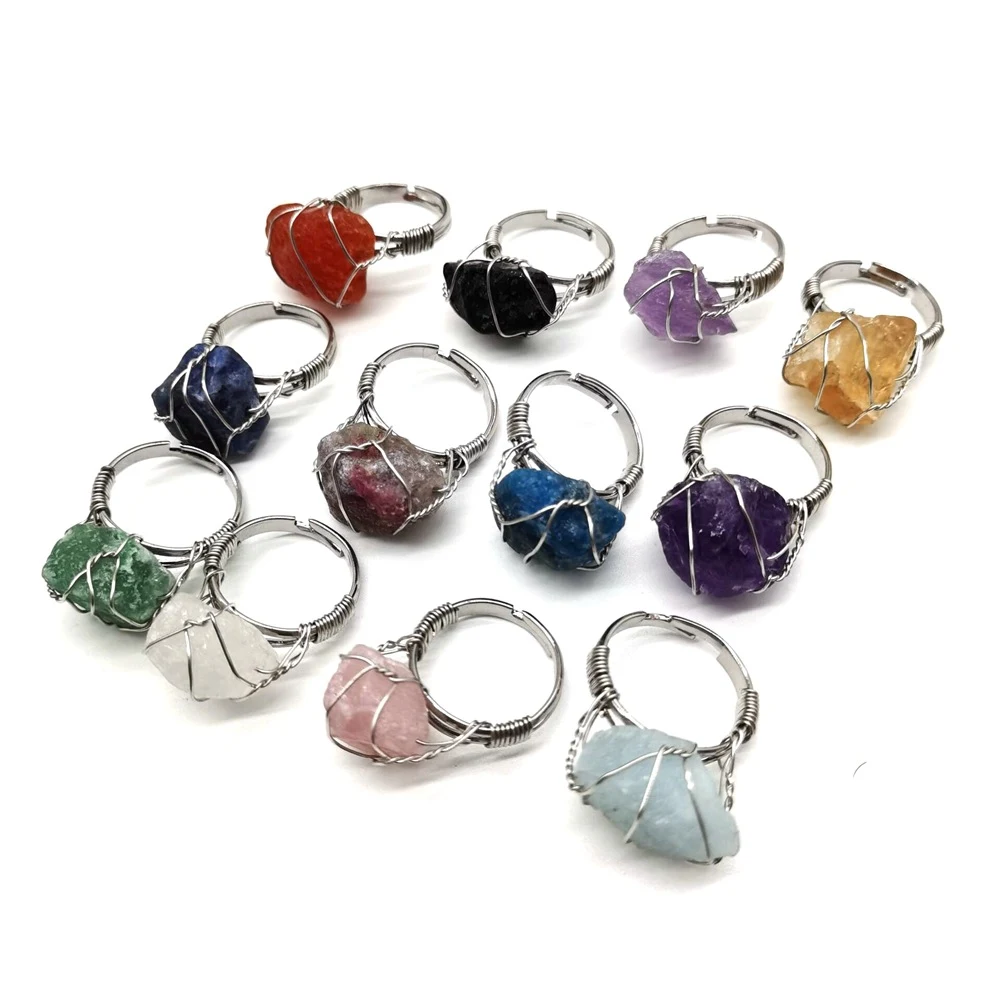 Anel feminino ajustável de ágata bruta enrolada feito à mão. Joia de personalidade única, pedra natural, design especial. — foto 21