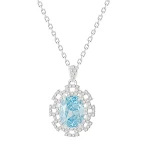 Novo Colar S925 Prata Esterlina 2024 com Zircônio Azul Corte Flor de Gelo. Adicione brilho e sofisticação ao seu visual. — foto 2