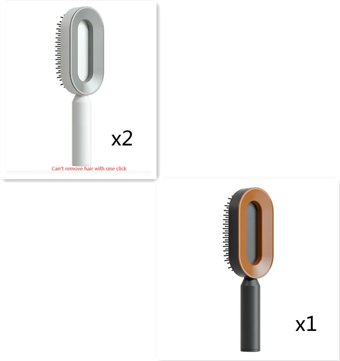 Escova de cabelo autolimpante para mulheres, limpeza com um botão, queda de cabelo, massagem no couro cabeludo, escova antiestática — foto 10
