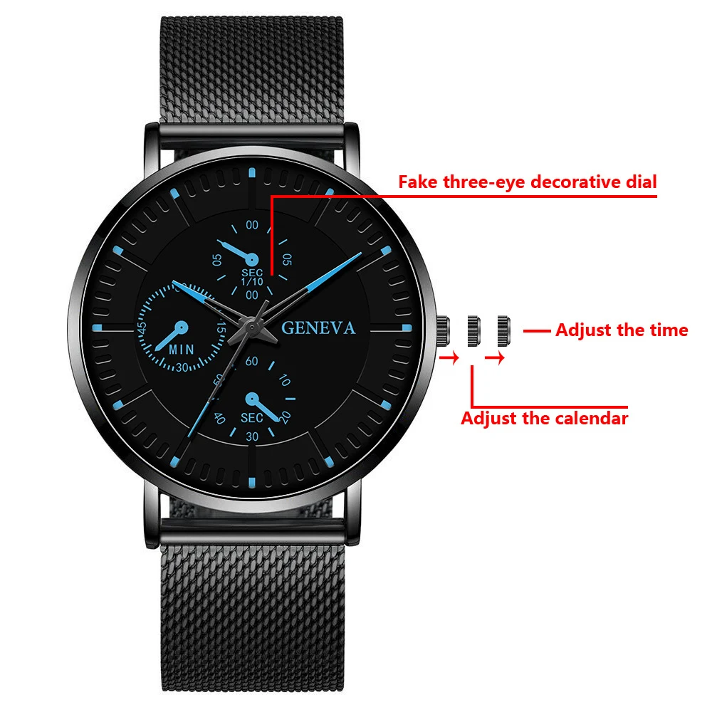 Relógio coreano masculino com pulseira de malha, simples e elegante. Perfeito para uso diário, combina com qualquer estilo e oferece conforto. — foto 15