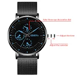 Relógio coreano masculino com pulseira de malha, simples e elegante. Perfeito para uso diário, combina com qualquer estilo e oferece conforto. — foto 15
