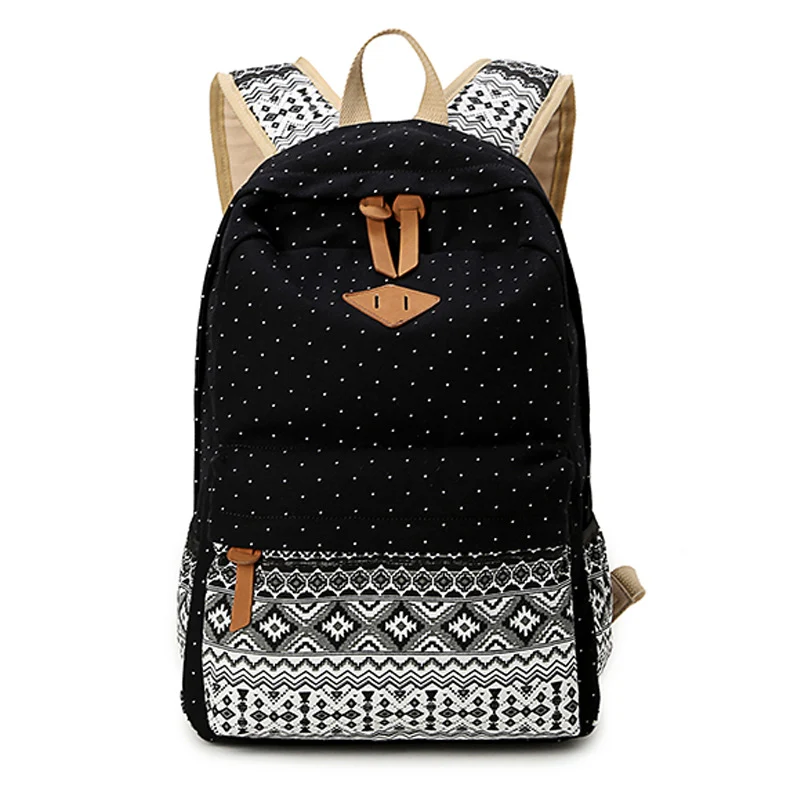 Mochila feminina de lona casual para viagem, com compartimento para laptop. Ideal para estudantes e uso diário. — foto 7