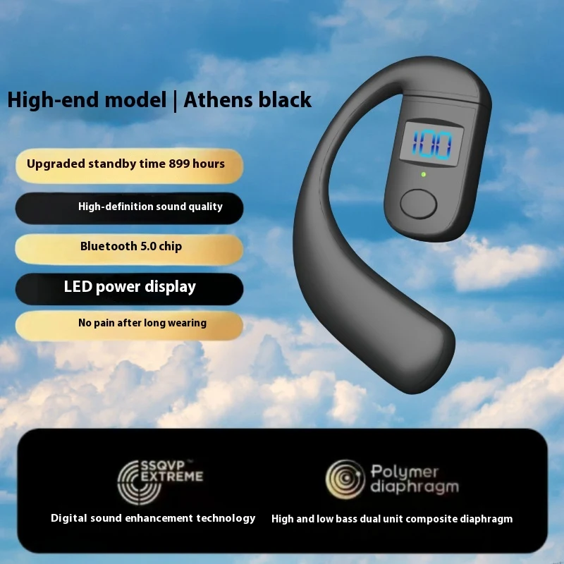 Cuffie Bluetooth wireless sportive con archetto auricolare, conduzione aerea e ossea, batteria a lunghissima durata, ideali per la corsa. — foto 8