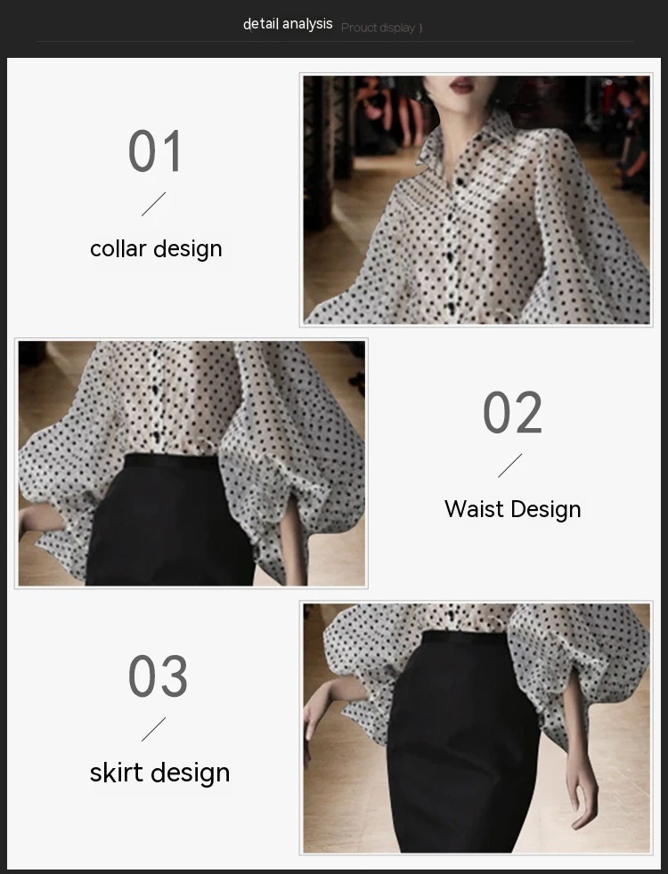 Title 5, Female Organza Large Lantern Sleeve Polka Dot P...