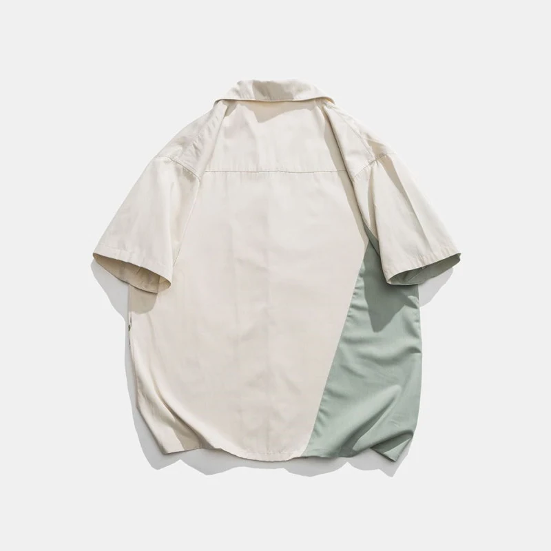 Koszula unisex z nadrukiem retro granatu, casualowa, luźna z klapami i krótkim rękawem. Idealna na co dzień dla kobiet i mężczyzn. — zdjęcie 5