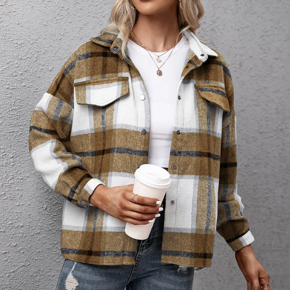 Title 7, Thick Cashmere Long-sleeved Plaid Top offering ...