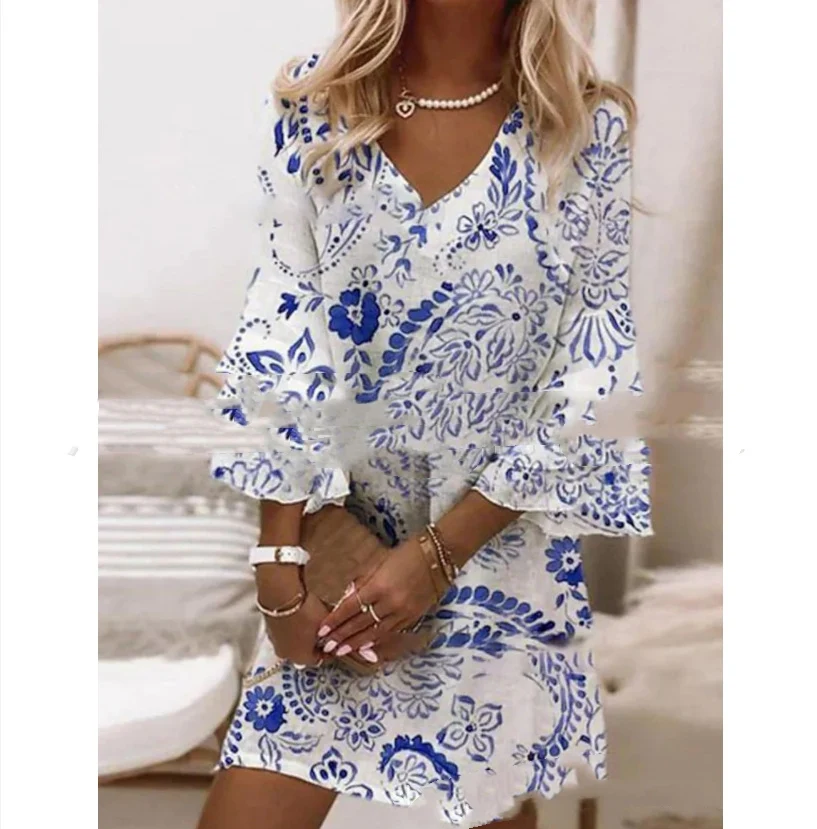 Classic Digital Printed Dress with Three Layers, Sleeve Positioning for a Flattering Fit, Comfortable and Stylish, Perfe — photo 22