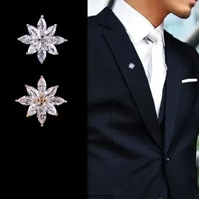 Title 2, Broche pequeno de cristal com pino de lapela ba...
