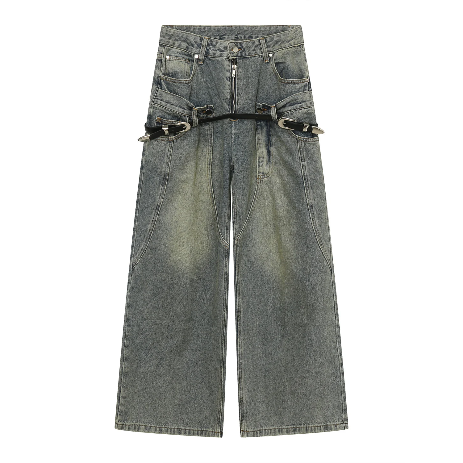 Heren Zomer Hip Hop Jeans met losse tailleband, comfortabele pasvorm en trendy design. Perfect voor warme dagen. — foto 4