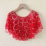 Abbigliamento protettivo solare con paillettes, soprabito piccolo, scialle, top vestito, gilet in rete, completo e alla moda. — foto 15