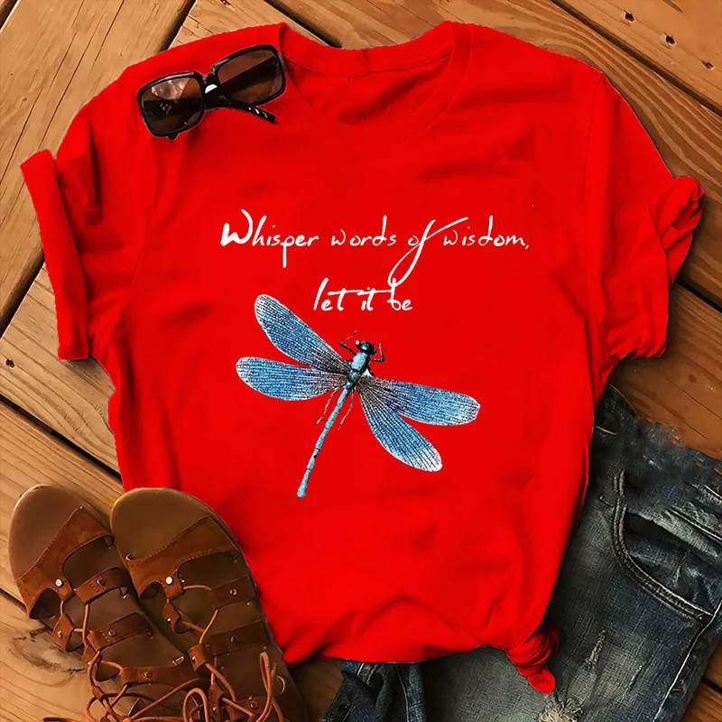 "Let It Be Cute Bee Letter Alpaca" Casual Women's T-shirt – adorable, comfortable and perfect for everyday wear, a must- — photo 1