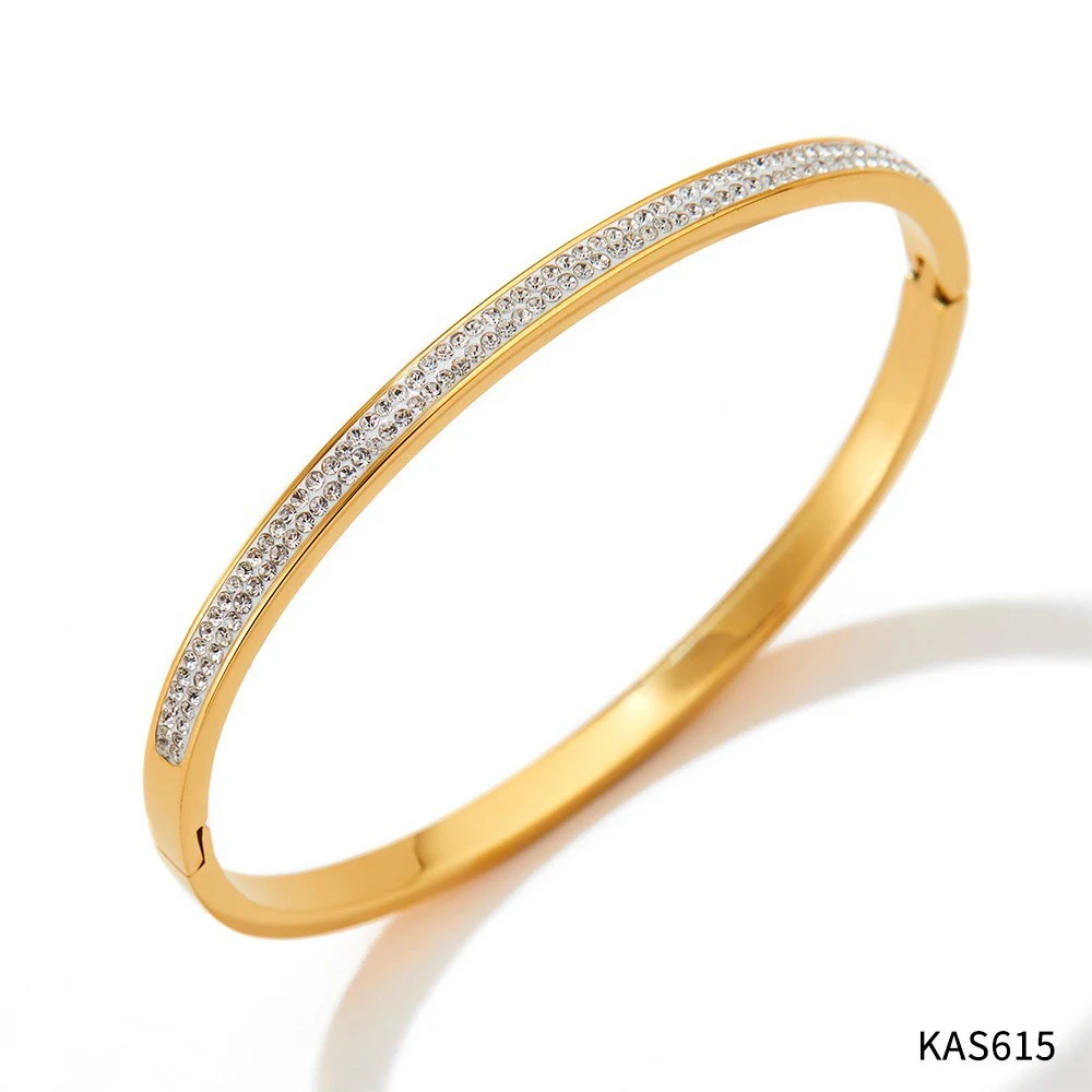 Pulseira Circular Lisa com Diamantes, Simples e sem Desbotamento, Design Clássico e Elegante, Perfeita para Uso Diário e Ocasiões Especiais. — foto 3