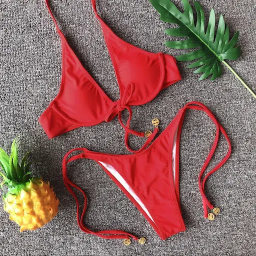 Title 16, Gold Coin Pendant Underwire Split Bikini Swimsu...