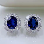 Brincos de botão Tremella 925 Safira Simples, elegância discreta. Ideais para uso diário, realçam sua beleza natural com safiras autênticas. — foto 2