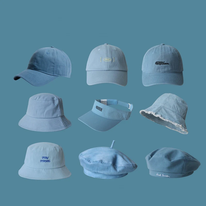 Popular Light Blue Baseball Cap Unisex Fisherman Hat Beret Female Trend. Comfortable, stylish sun protection for men and — photo 21