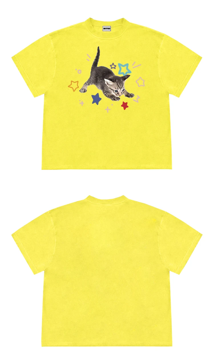 Nova Camiseta de Verão Americana Oversize Solta Casual com Estampa de Gatinho Fofo para um Look Descontraído e Moderno — foto 14