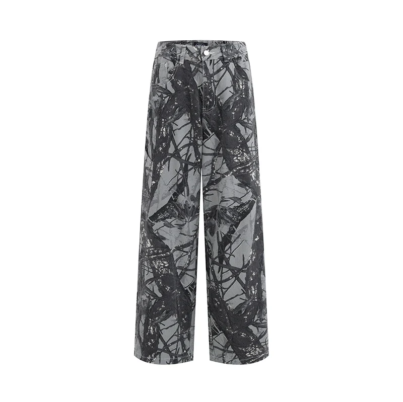 Pantaloni larghi da lavoro camouflage retrò americano, vestibilità ampia per un comfort ottimale e uno stile casual e alla moda. — foto 17