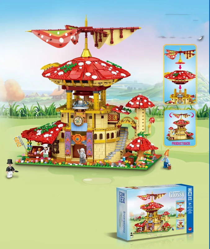 Brinquedos de Blocos de Montar Puzzle de Meninas Cogumelo. Estimula criatividade, coordenação motora fina e brincadeiras imaginativas. — foto 5
