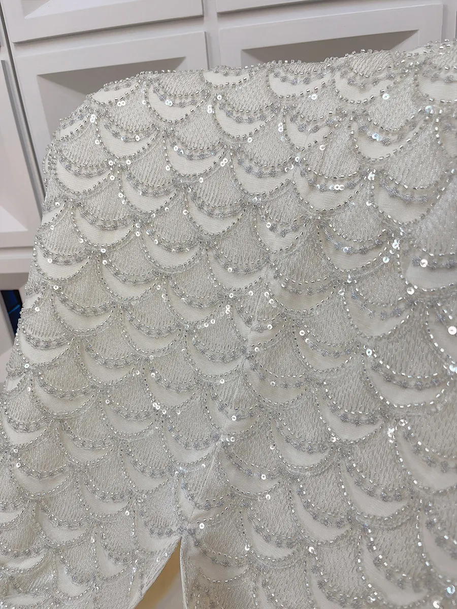 Title 8, Fan-shaped heavy industry beaded skirt with shi...