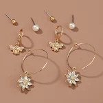 Brincos de girassol e borboleta, conjunto de 4 peças com brincos de pino. Adicione um toque floral e delicado ao seu visual com facilidade. — foto 4