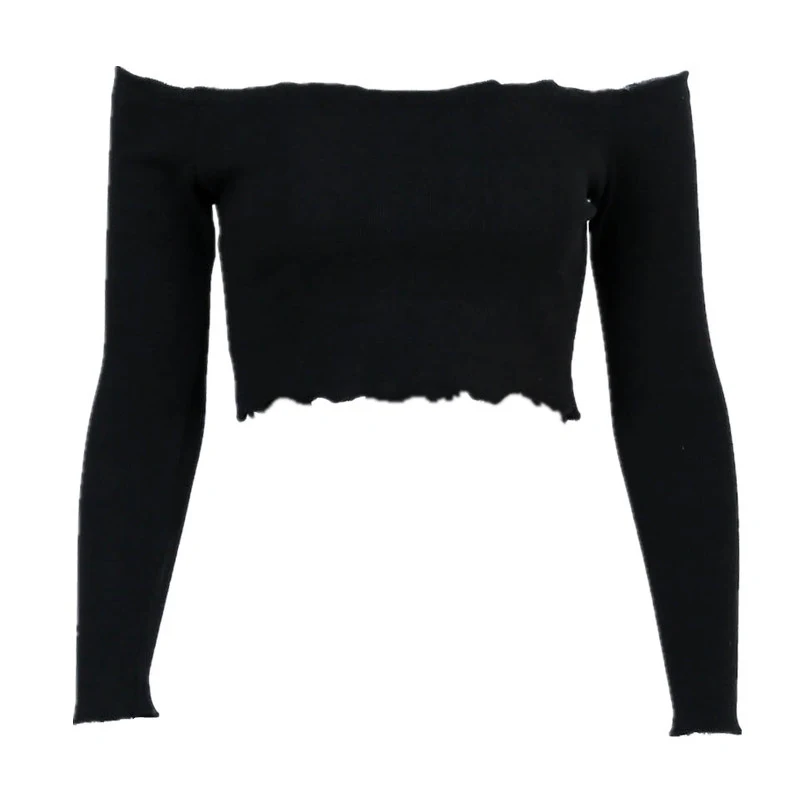 Sexy solid color slim t-shirt with short navel neckline. Perfect for a stylish and flattering look, enhancing your figur — photo 3