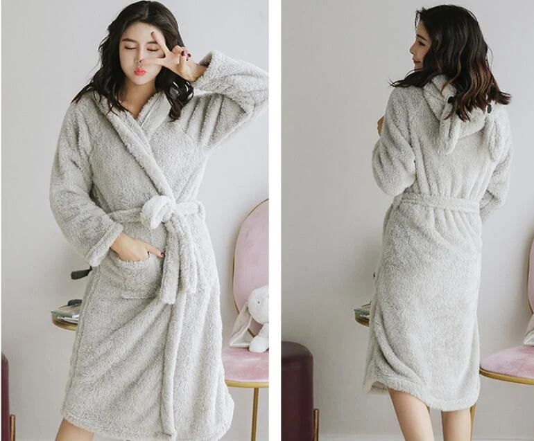 Women's Winter Thickened And Lengthened Flannel Bathrobe — photo 6