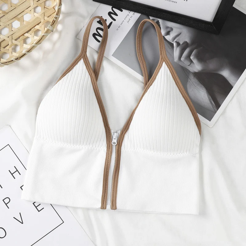 Front Zipper Wrapped Chest Deep V No Steel Ring Bra provides comfort, support, and a flattering fit for everyday wear. — photo 2