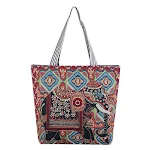 Bolsa de tecido com estampa de elefante feminina, bolsa de ombro, sacola de compras, perfeita para compras, prática e elegante. — foto 2