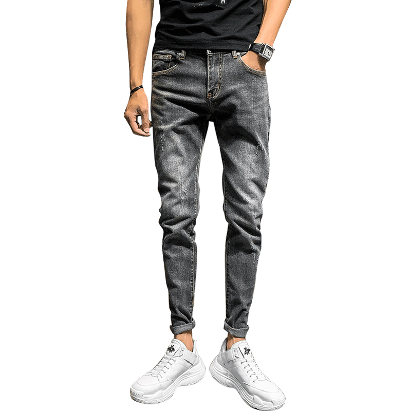 Nieuwe Heren Slim Retro Jeans, Slanke Pasvorm en Trendy Design. Voor een Modieuze en Stijlvolle Look. Perfect voor Dagelijks Gebruik. — foto 2