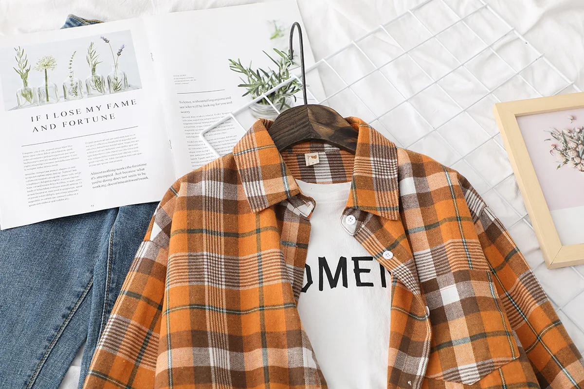 Title 6, Womens Casual Design Brushed Plaid Shirt