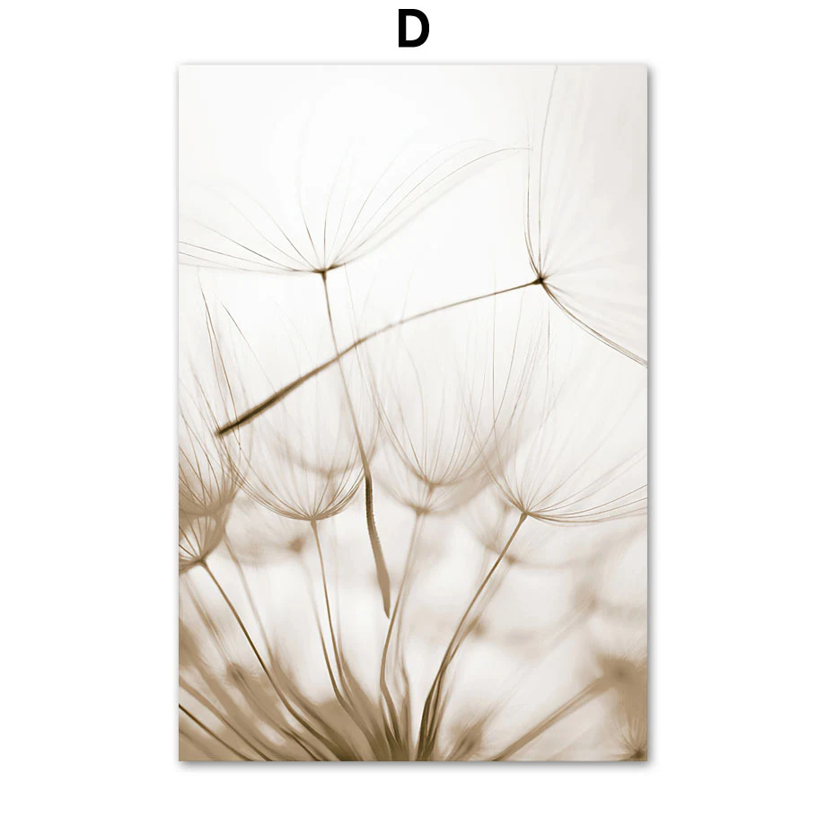 Tela de Pintura Dente de Leão com Flores e Conchas Brancas para Sala de Estar, Decoração de Casa com Estilo — foto 3