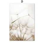 Tela de Pintura Dente de Leão com Flores e Conchas Brancas para Sala de Estar, Decoração de Casa com Estilo — foto 3