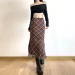 Saia Xadrez Retro Estilo Preppy com Fenda e Cintura Alta - Caimento Slim, Combinação Perfeita para um Visual Elegante e Moderno. — foto 23