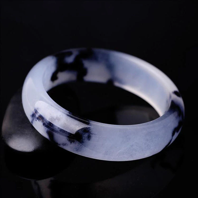 Pulseira de Jade Gelo Tinta "Flores Flutuantes" Quartzo Rocha. Desfrute da beleza natural, elegância e sofisticação desta joia exclusiva e fascinante. — foto 6